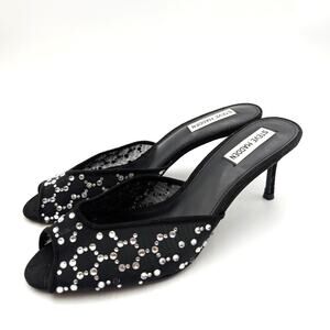 Steve Madden Rowe Mesh Rhinestone Mule Sandal Women's Black Size US9.5M EU40
